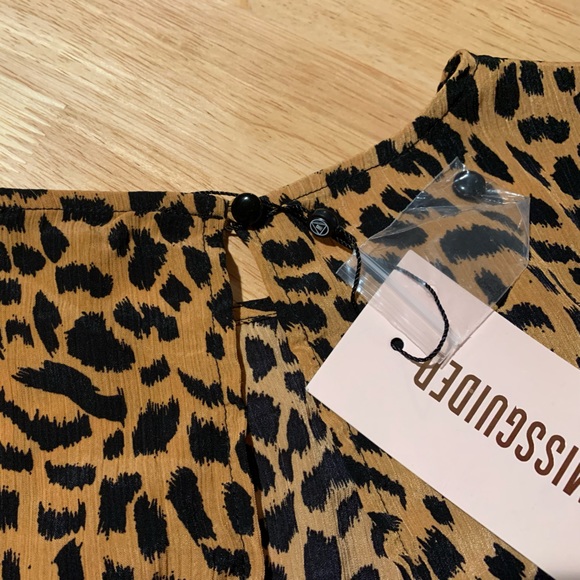 Missguided - Brown Leopard Print Long Sleeve Midi Dress, Size US 2 - Picture 5 of 10